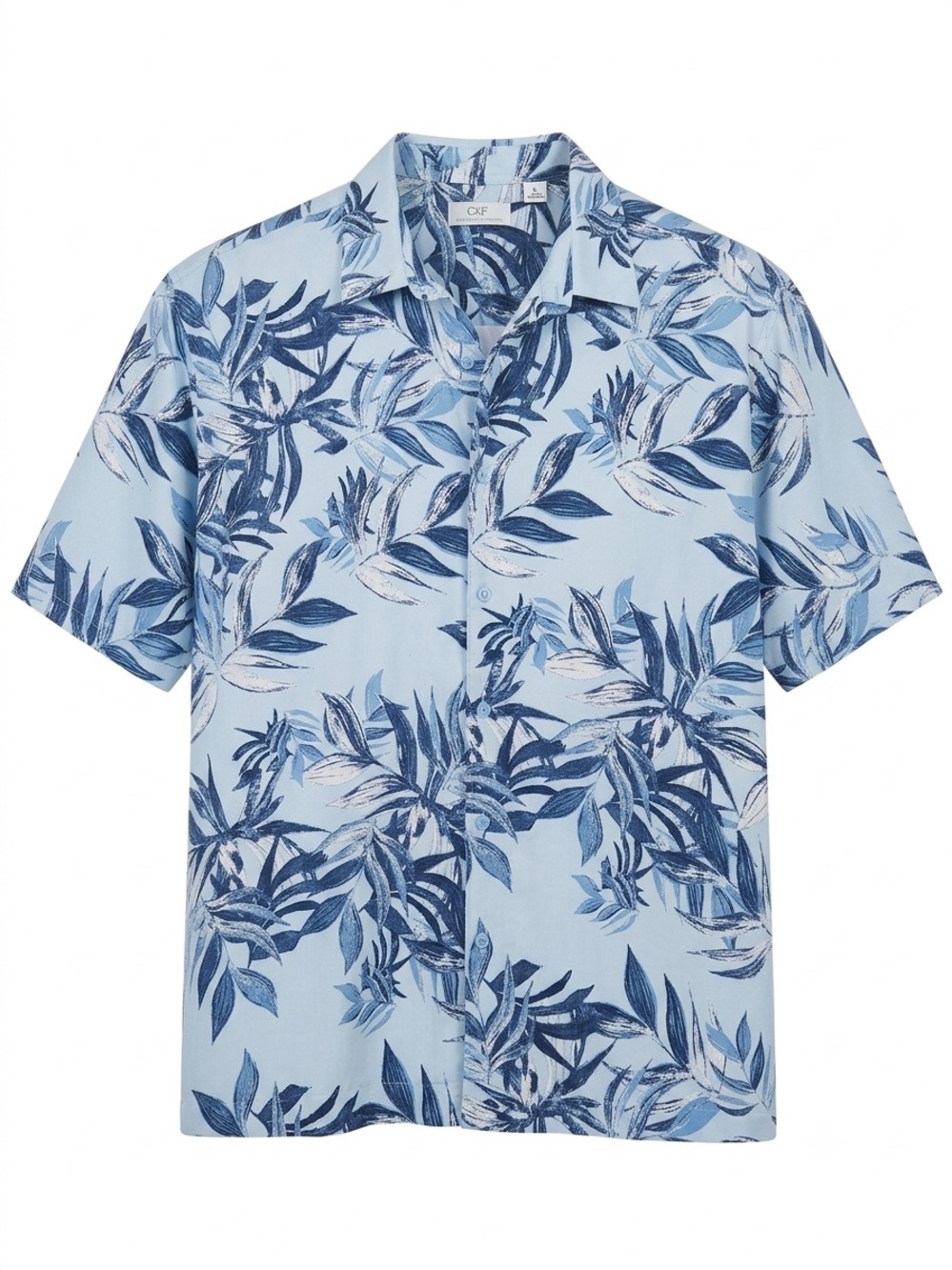 Cafe Luna Mens XL Hawaiian Shirt Tropical Leaf Blue Camp Resort Vacation